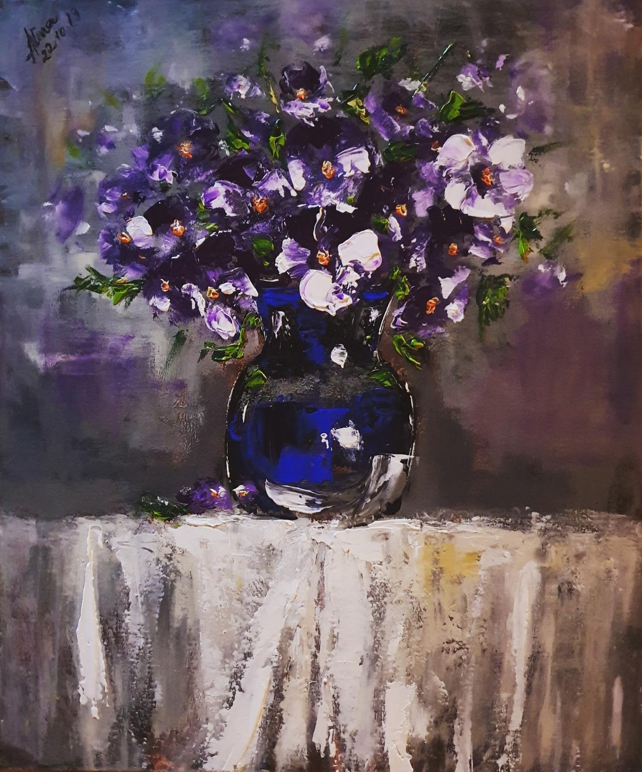 ArteDiAlina.com painting: dreaming on the white tablecloth